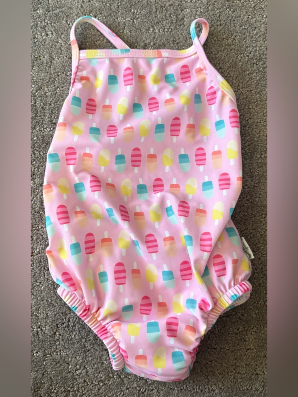 3/$30 Green Sprouts Pink Popsicle One-Piece Swimsuit w/ Built-in Diaper, baby 6M